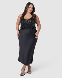 Pink Dusk by Curve Project - The Ivy Satin Skirt