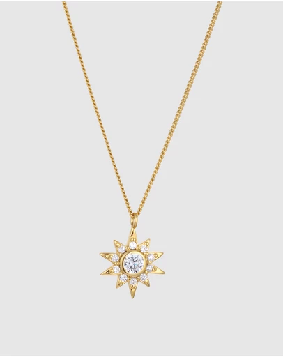 Elli Jewelry - Necklace Zirconia Star 925 Sterling Silver Gold-Plated