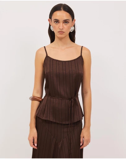 Calli - Sayer Satin Boat Neck Top