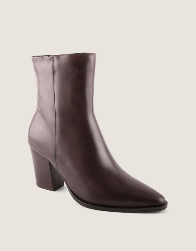 Shelly Shen - Ellis Heel Ankle Boots Brown Leather