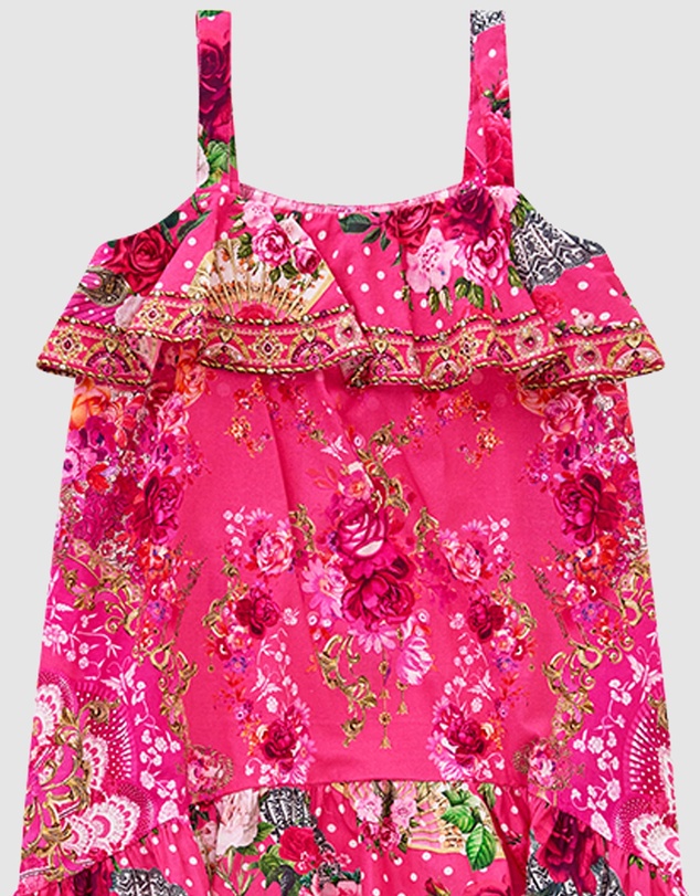 Camilla - Frilled Wide Strap High Low Dress - Kids-Teens