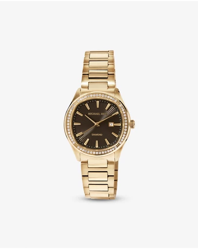 Michael Hill - Women's 0.40 Carat TW Diamond Bezel Watch in Gold Tone with Black Dial