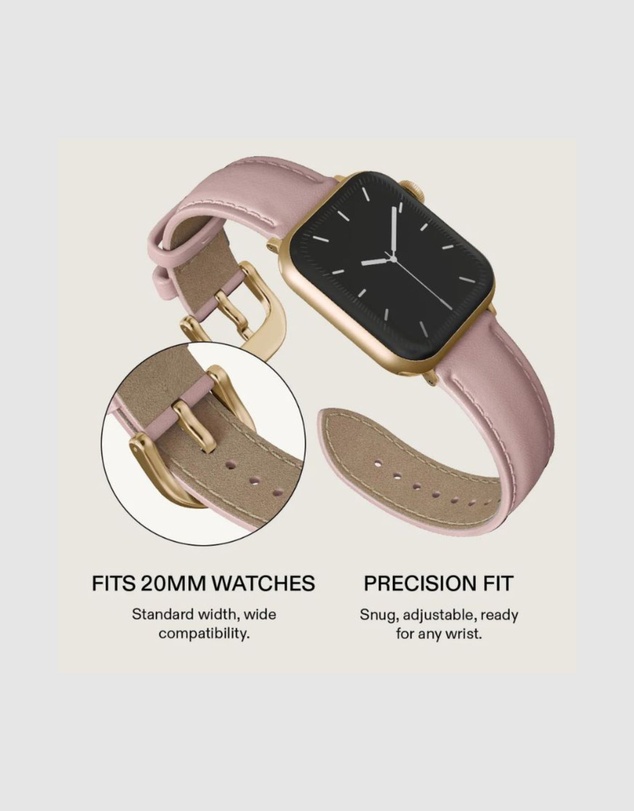 Burga - Burga Apple Watch 42/44/46/49 Leather Band - Gold Clasp Pink