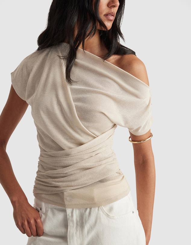 Decjuba - Ruby Gathered Lurex Top