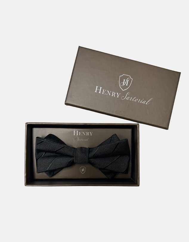 Henry Bucks - HENRY SARTORIAL Silk Textured Bowtie BLACK