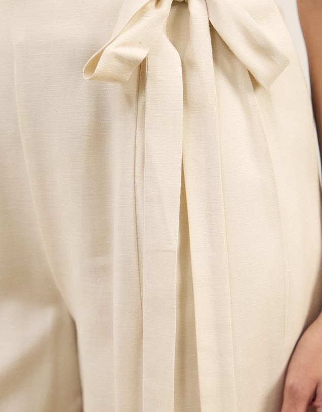 Atmos&Here - Liora Linen Blend Pants With Side Tie