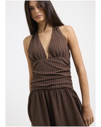 Subtitled - Alex Plunge Striped Maxi Dress