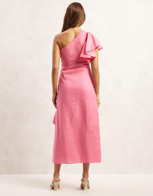 AERE - Linen Frill Midi Dress
