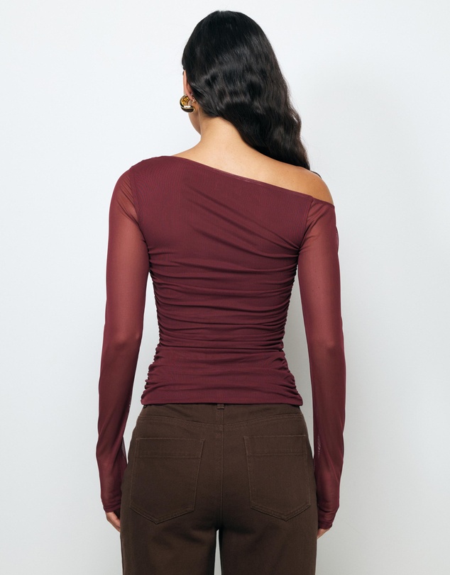 AERE - Chloe Off Shoulder Mesh Top