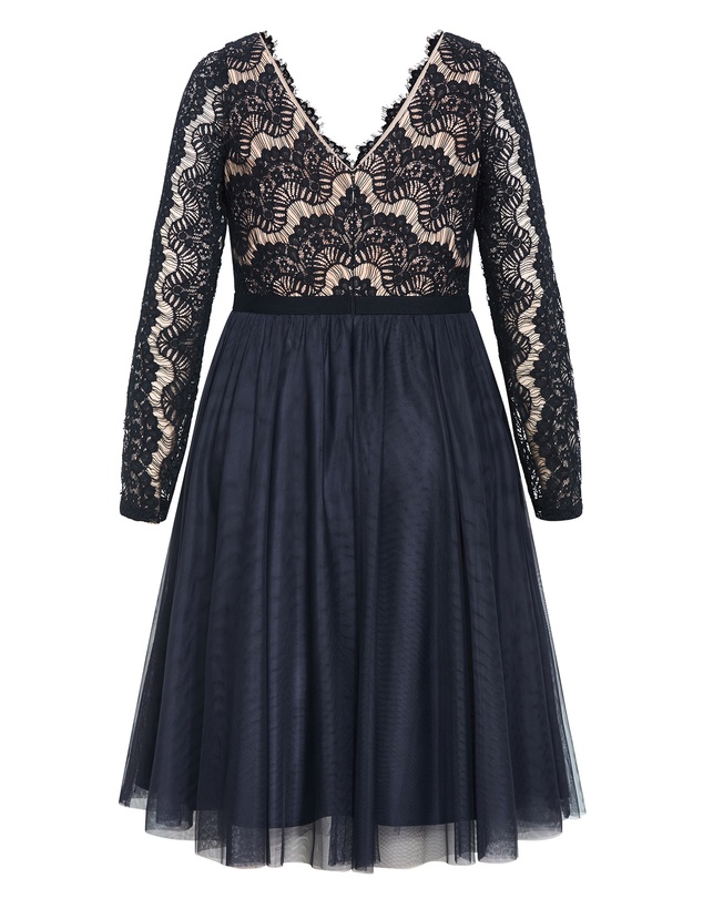 City Chic - Plus size Rare Beauty Lace Midi Dress - navy