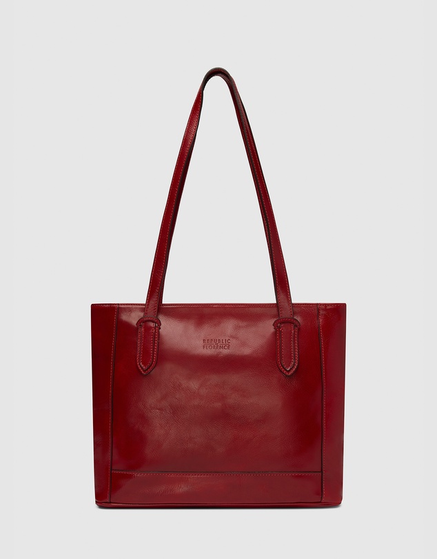 Florence - The Amelia Red Leather Tote Work Bag