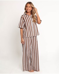 Petal & Pup - Thalia Wide Leg Pant - Chocolate Stripe