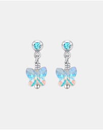 Elli Jewelry - Earrings Kids Butterfly Crystals Light Blue 925 Sterling Silver