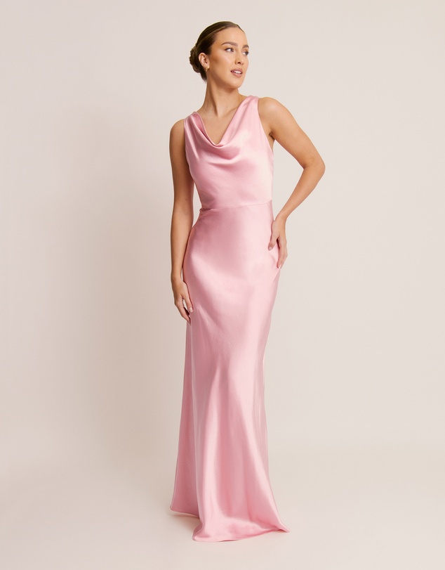 Six Stories - Cowl Front Satin Bridesmaid Dress