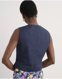 Seasalt - Seasalt Cornwall Navy Erica Linen Blend Waistcoat