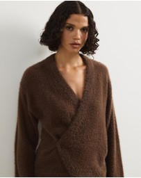 Atmos&Here - Cara Asymmetric Buttoned Knit Cardigan