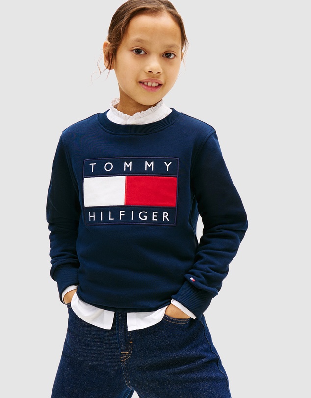 Tommy Hilfiger - Heritage Flag Applique Crew Neck Sweatshirt - Kids