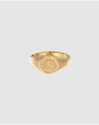 Haze & Glory - ICONIC EXCLUSIVE - Ring Signet Ring Sacred Sun in 925 Sterling Silver Gold Plated