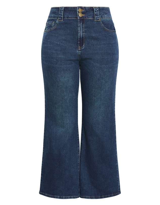 City Chic - Plus size Pia Fit Bootleg Short Jean - dark wash