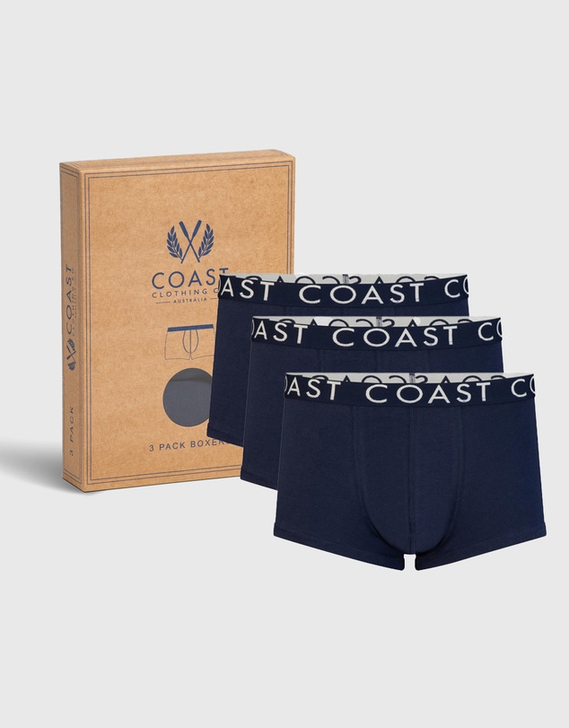 Coast Clothing - 3 Pack Navy Boxer Briefs