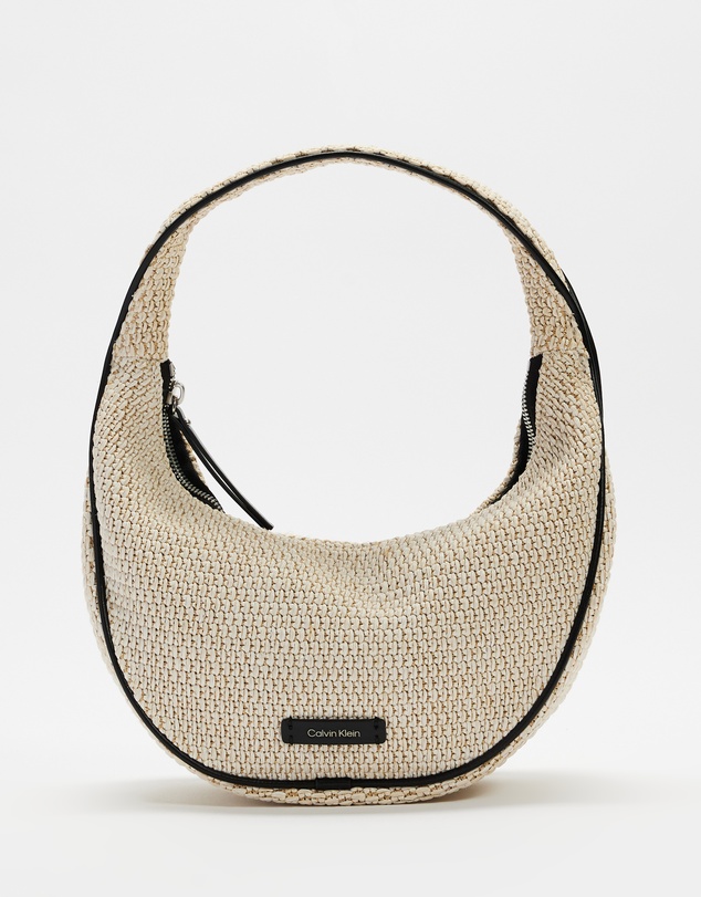 Calvin Klein - Pinched Raffia Medium Shoulder Bag