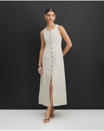 AERE - Sierra Linen Button Down Midi Dress