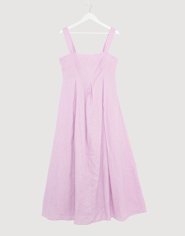Revibe - Repaired AERE Inara Pleated Linen Midi Dress - AU 14
