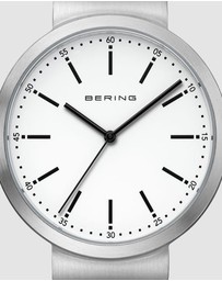 Bering - Bering Gents 41mm White Dial Black Silicon Strap Watch