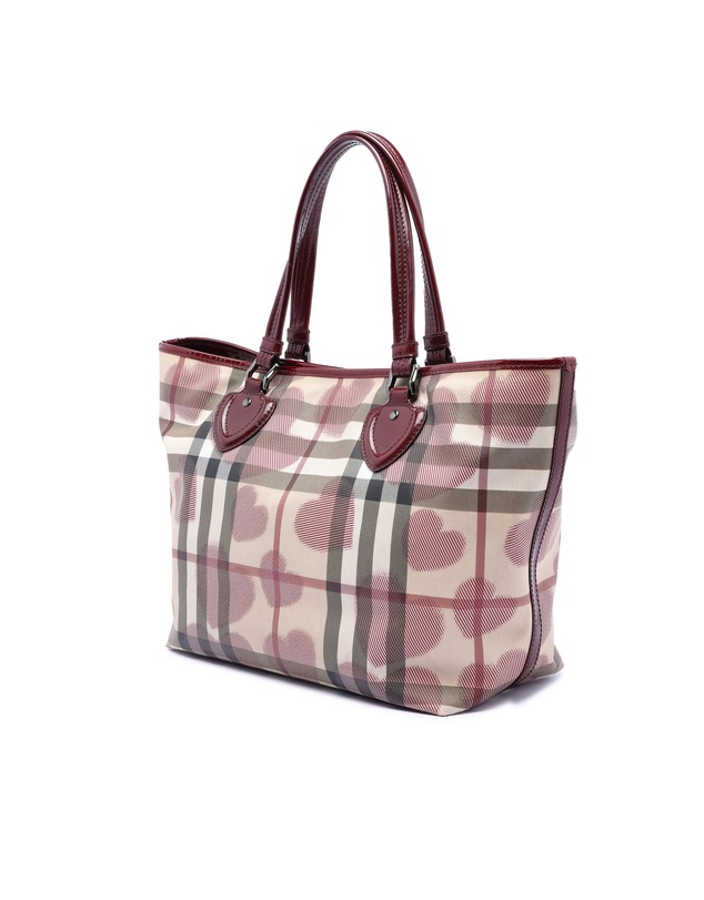 Pre-Loved by Azura Reborn - Pre-Loved House Check Coated Canvas Hearts Gracie Tote