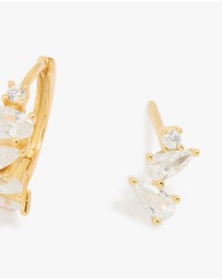Lovisa - Gold Plated Sterling Silver Cubic Zirconia Chain & Stud Earrings 3-Pack