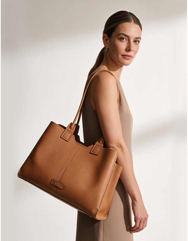 Milleni - Milleni Vegan Leather Tote Bag in Tan