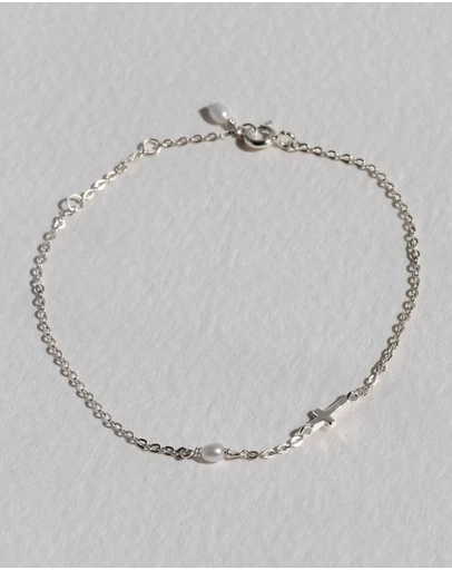 SAINT VALENTINE - Cross & Pearl Bracelet - Silver - ICONIC EXCLUSIVE