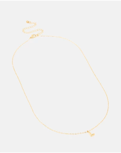 Lovisa - Waterproof Gold Plated Stainless Steel Mini Bubble Letter L Necklace