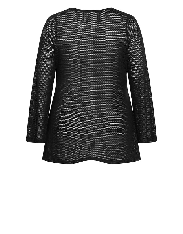 City Chic - Plus size Marbella Cover Up Mini Dress - black