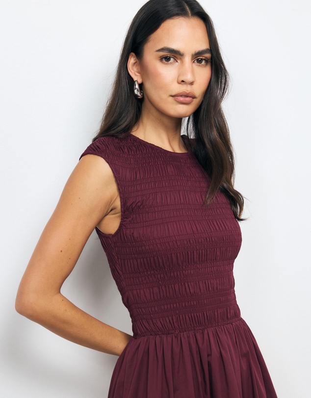 AERE - Esme Shirred Cotton Midi Dress