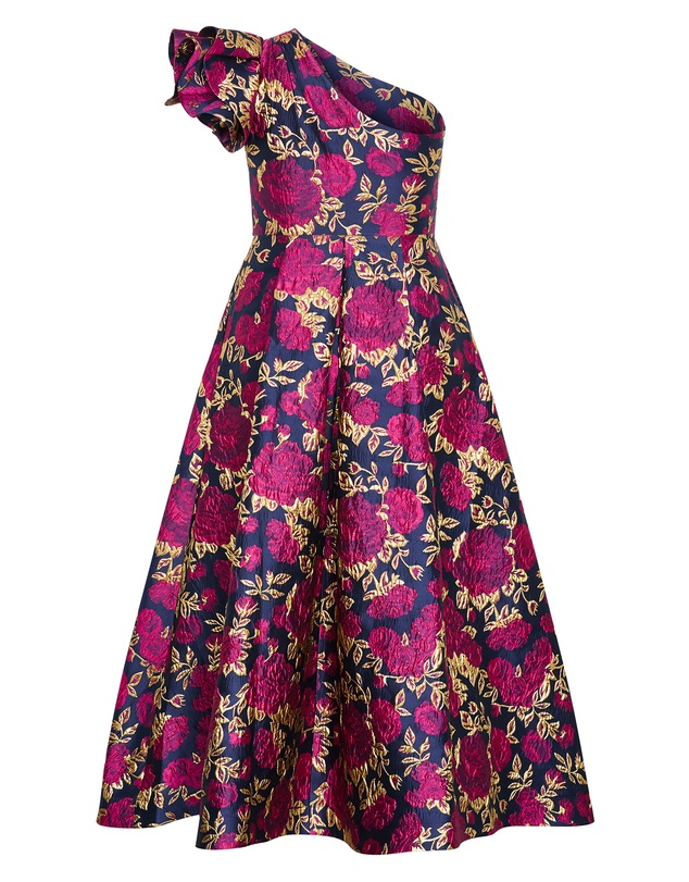 City Chic - Plus size Grand Gala One Shoulder Jacquard Gown - navy