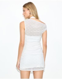 Dazie - Melton Polka Mesh Mini Dress