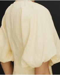 AERE - Imogen Linen Puff Sleeve Midi Dress