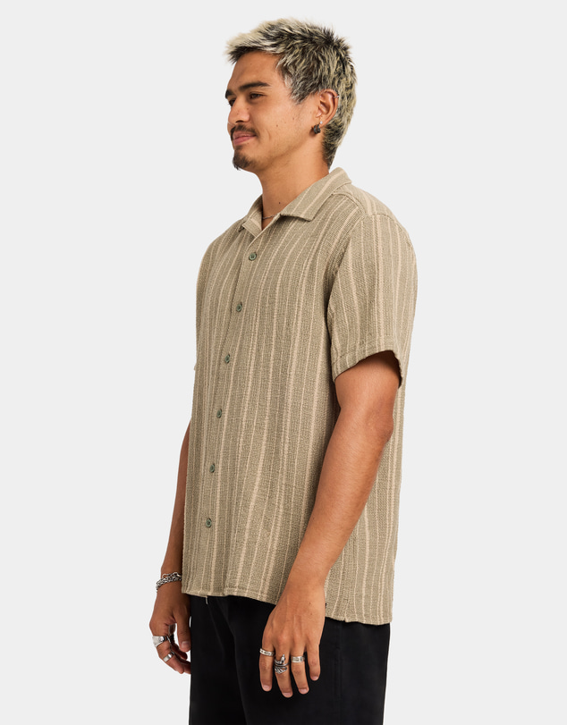 RVCA - Mens Vacancy Stripe Short Sleeve Shirt