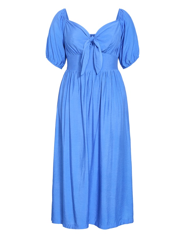 City Chic - Plus size Villa Roma Tie Front Dress - ocean blue