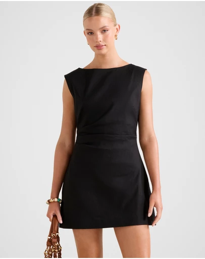 Forever New - Sage Stretch Linen Mini Dress