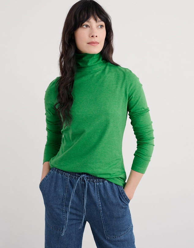 Seasalt - Seasalt Cornwall Green Landing Roll Neck Top