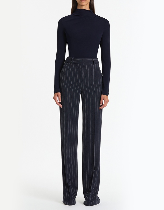 Carla Zampatti - Navy Pinstripe Wide Leg Pant