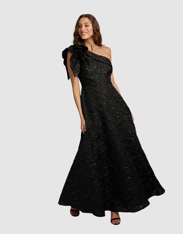 Romance by Honey and Beau - Crechia Jacquard One Shoulder Dress