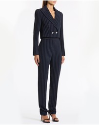 Carla Zampatti - Navy Pinstripe Cropped Jacket