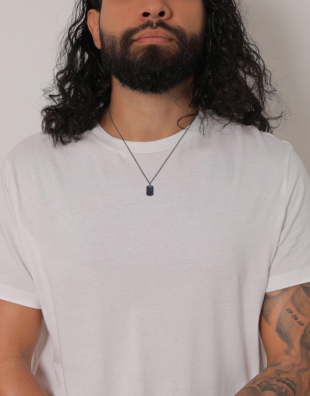 Kuzzoi - ICONIC EXCLUSIVE - Tag Pendant Necklace in Oxidised 925 Sterling Silver