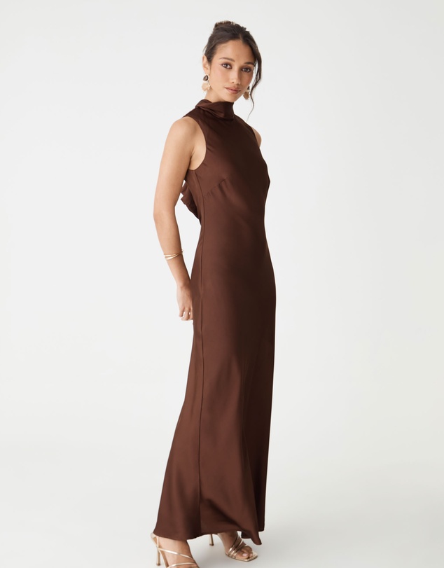 Forcast - Lorelei Tie Neck Satin Dress