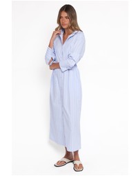 Petal & Pup - Harlan Long Sleeve Midi Dress - Blue Pink Stripe