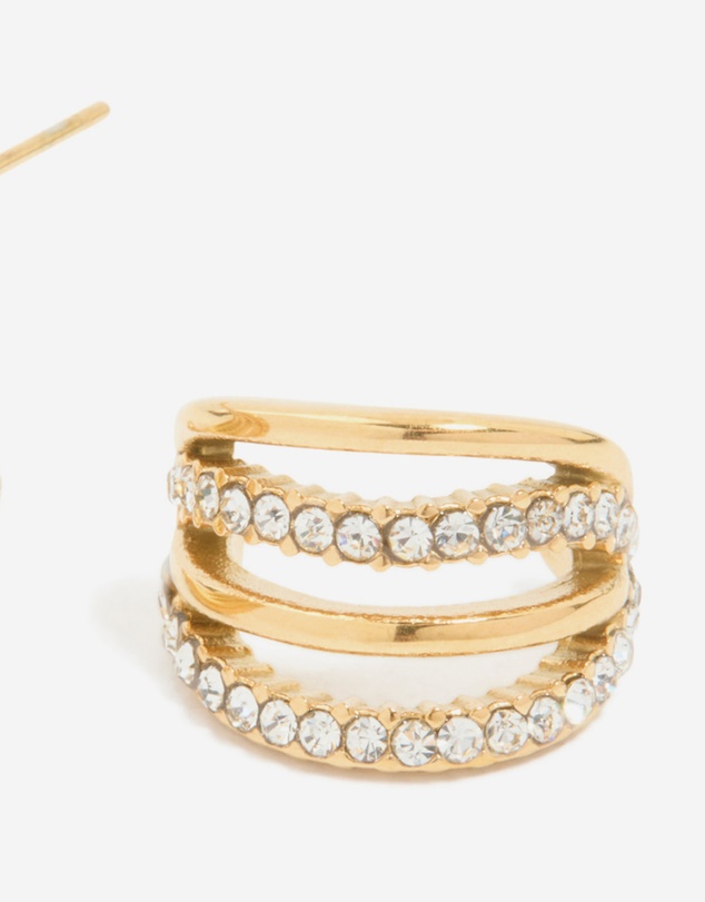 Lovisa - Waterproof Gold Plated Stainless Steel Cubic Zirconia Pave 4-Row Illusion Hoop Earrings