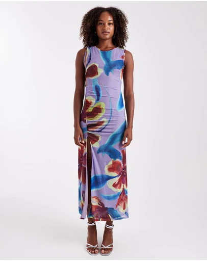 TOPSHOP - Mary Mesh Ruched Maxi Dress